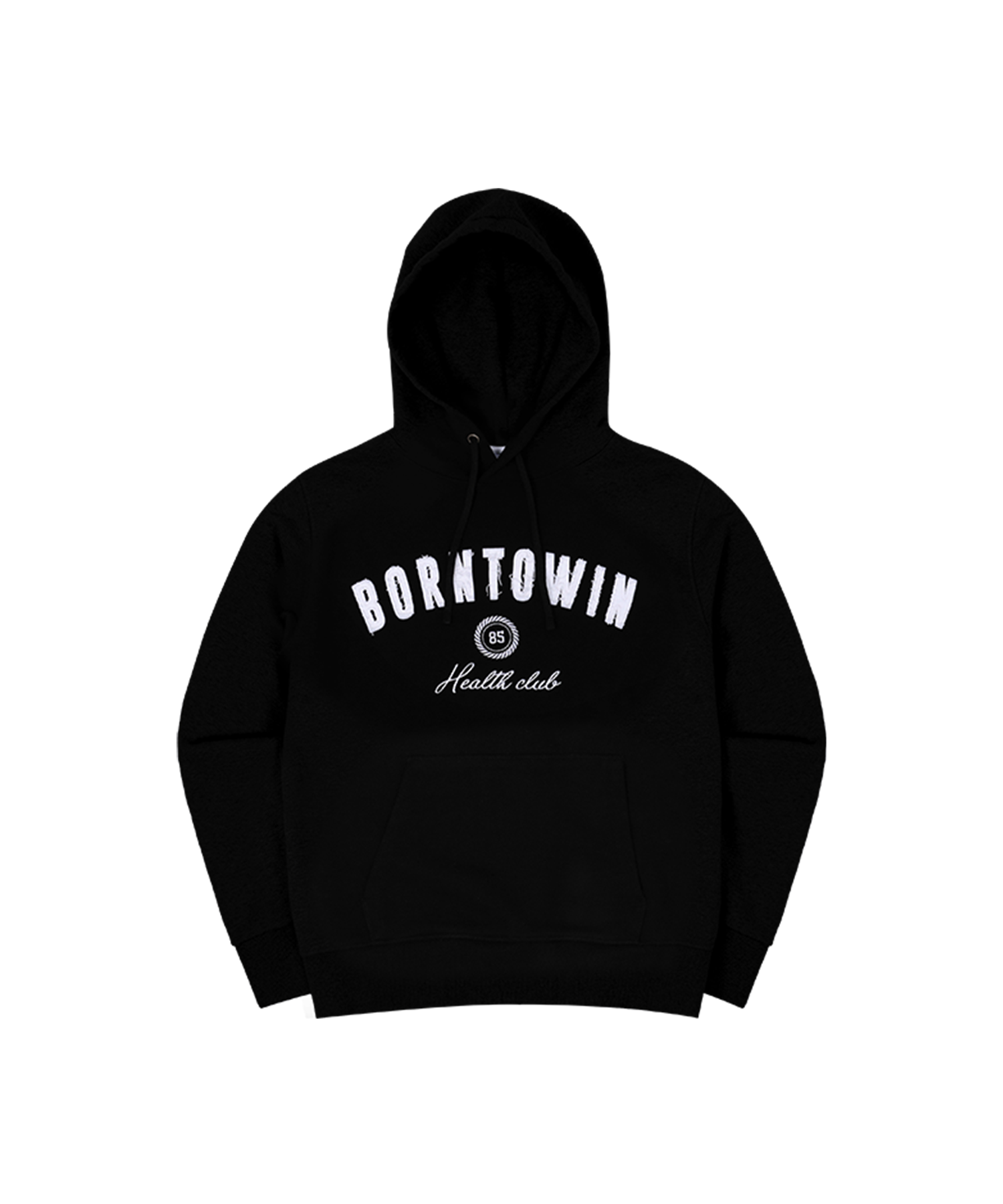 BORNTOWIN PATCH MUSCLE FIT HOODIE [BLACK]