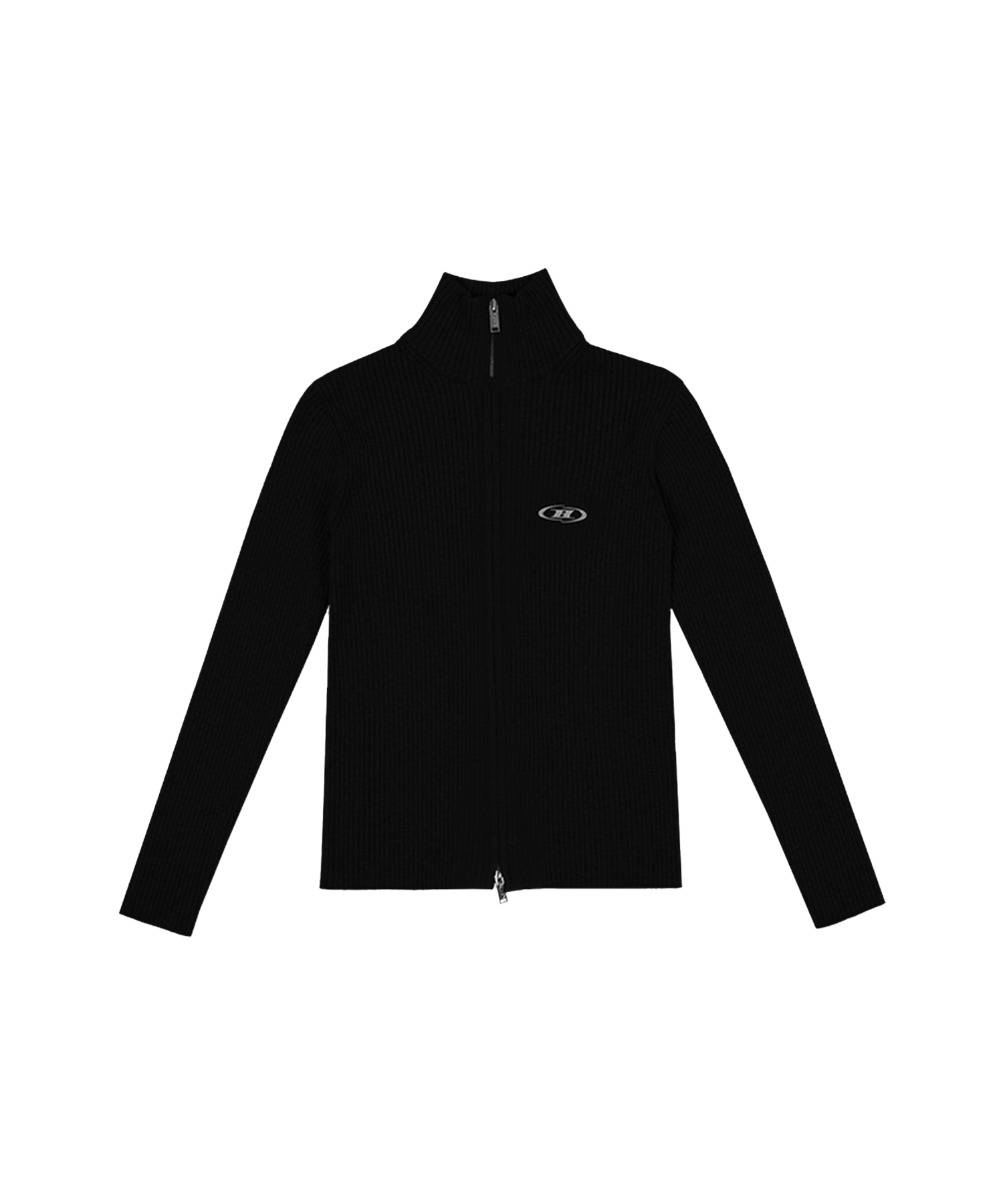 MUSCLE FIT FULL ZIP-UP KNIT [BLACK]